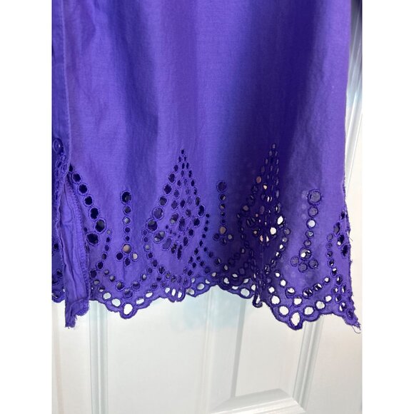 Coldwater Creek Purple Eyelet Hem Button-Up Tunic XS 4-6 - Picture 4 of 14